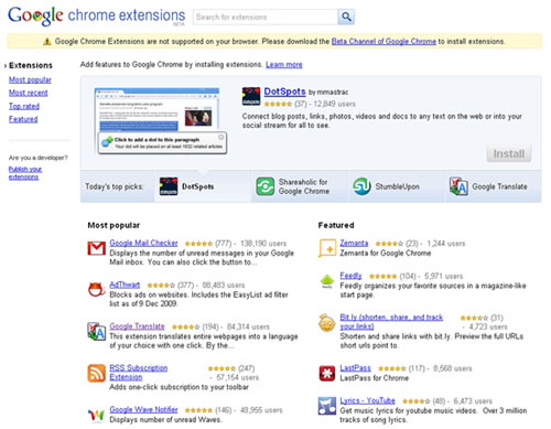 Check Out Google Chrome Extensions Gallery