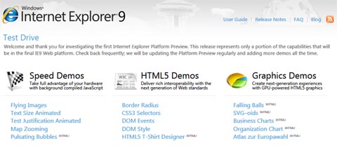 Internet Explorer 9 Test Drive