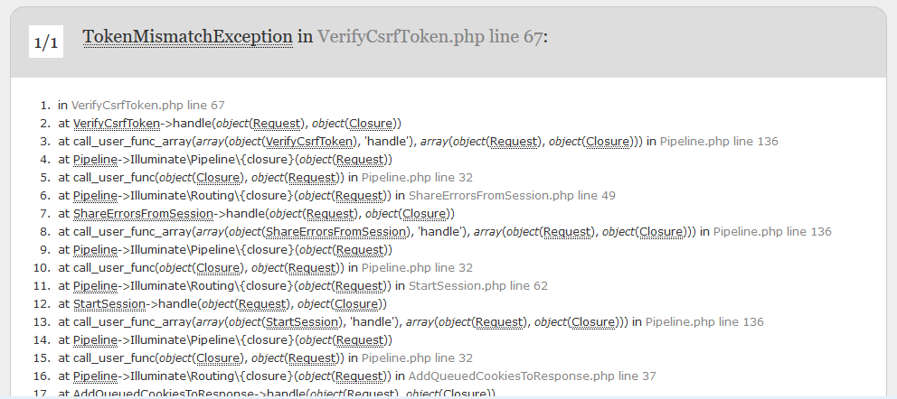 Laravel 5.2 Token Mismatch Error Fix